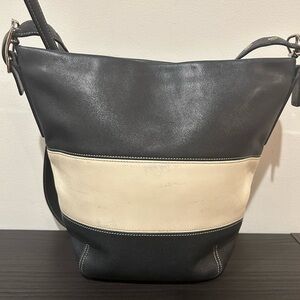 Vintage Coach Rugby Duffle and Wristlet in navy and white (bone).